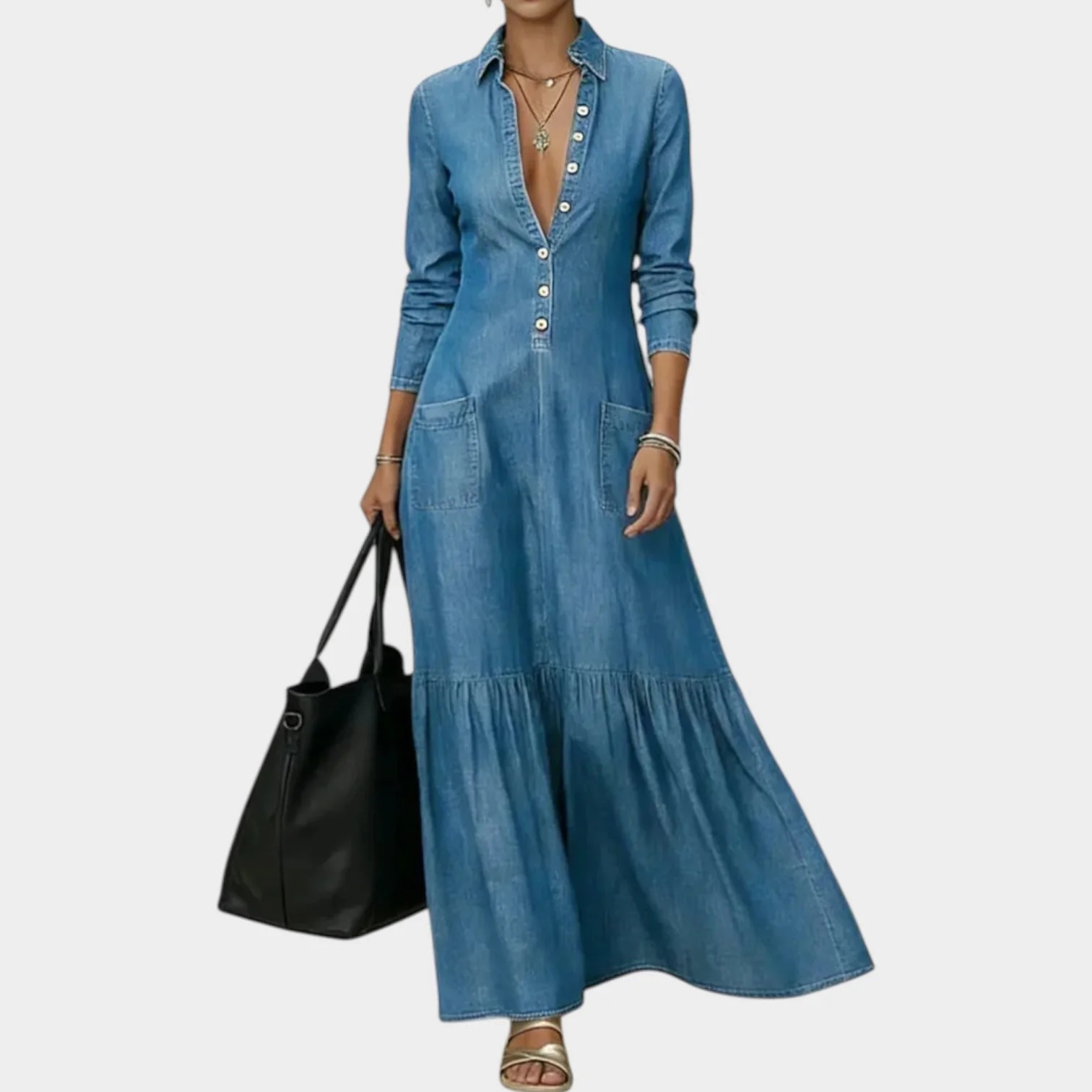 Soft-Touch Maxi Dress with Tiered Ruffle Hem