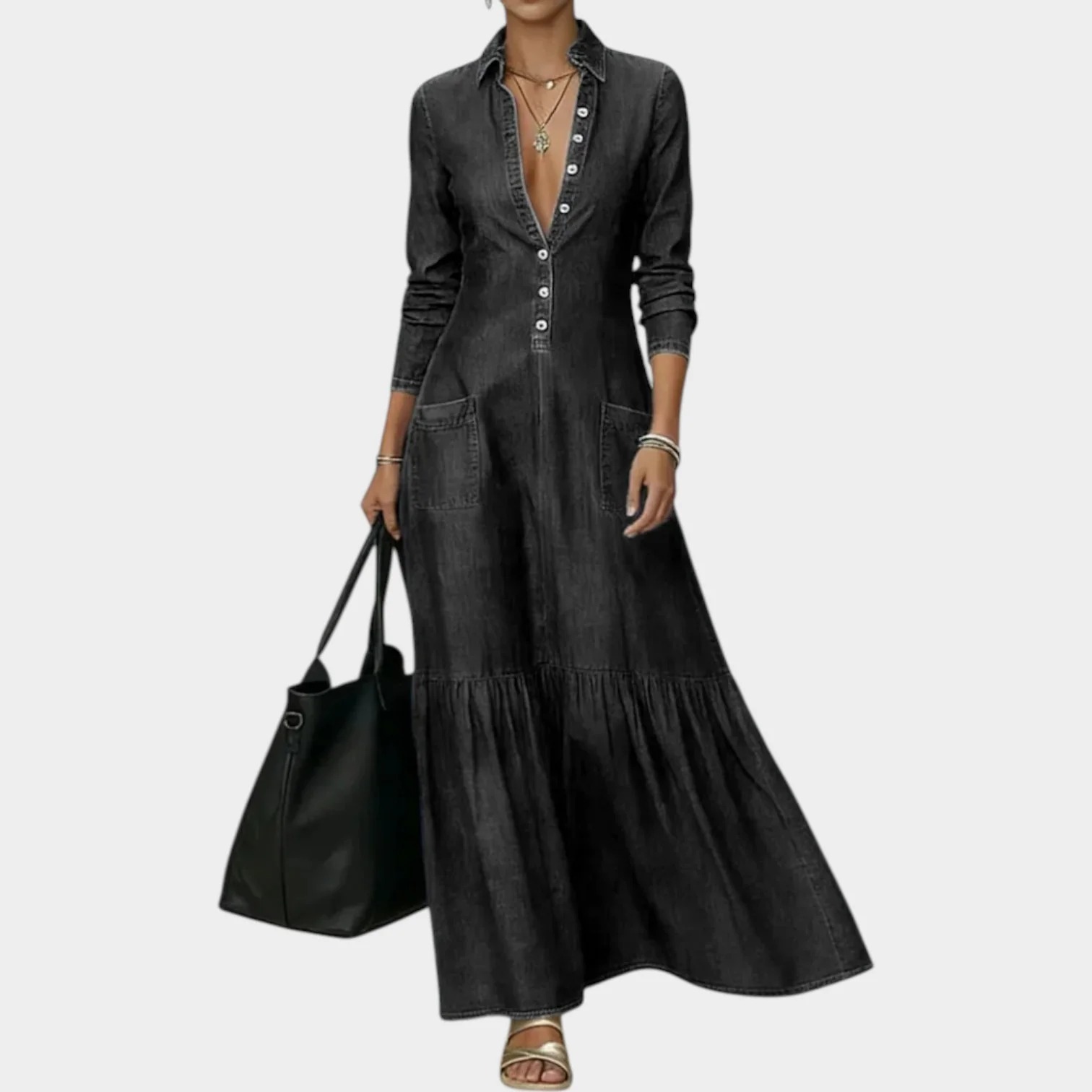 Soft-Touch Maxi Dress with Tiered Ruffle Hem