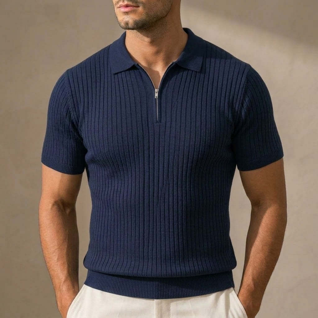 Hudson Ribbed Zip Polo