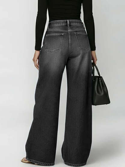 Women's New High-waisted Casual Loose Wide-leg Jeans