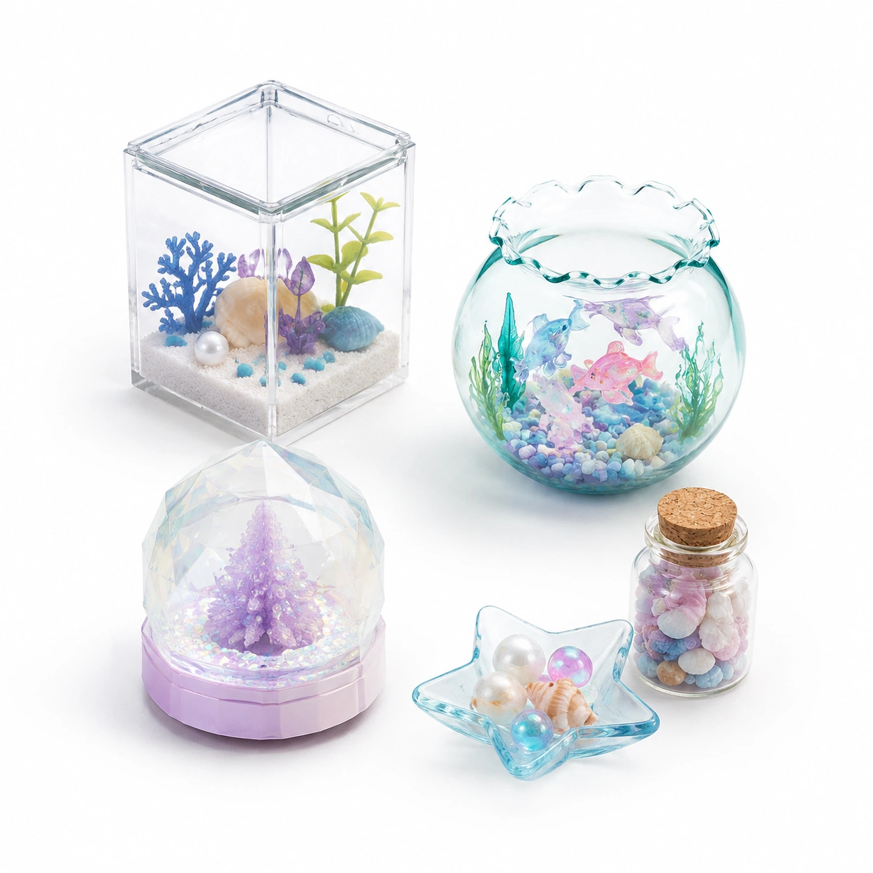 Maritimes Mini Aquarium Deko Set-Wohnelle