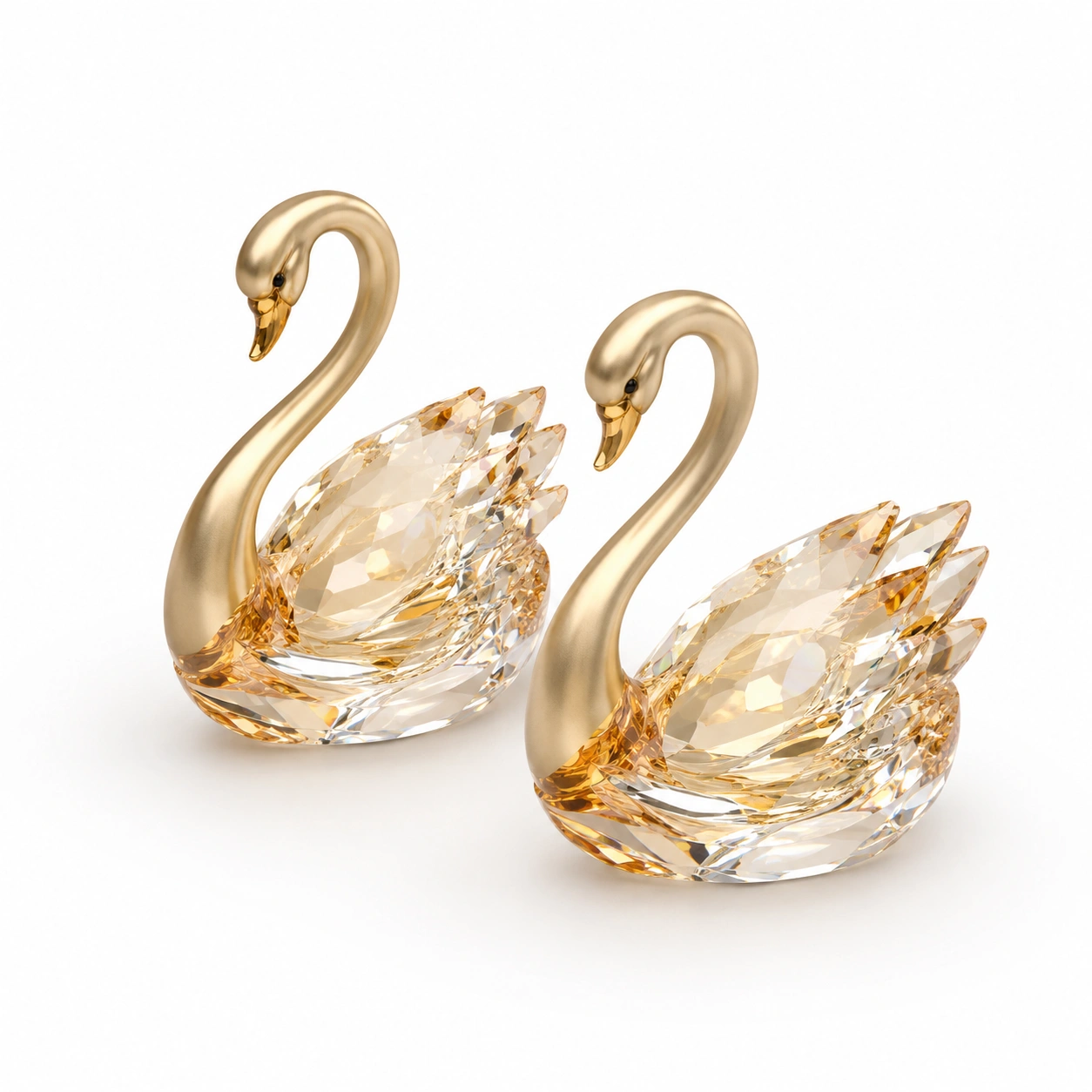Kristall Schwan Paar Gold-Wohnelle