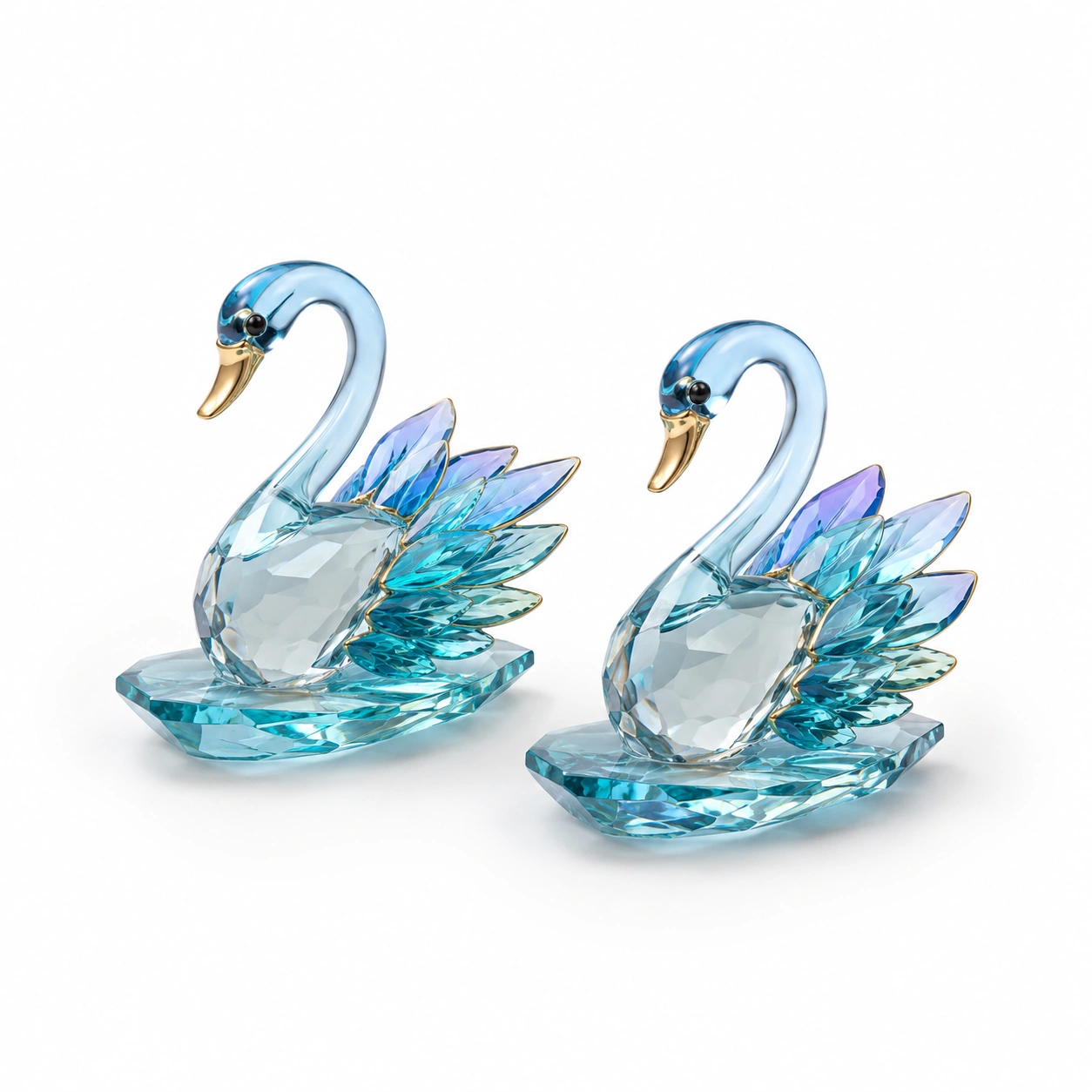 Kristall Schwan Set Aquablau-Wohnelle