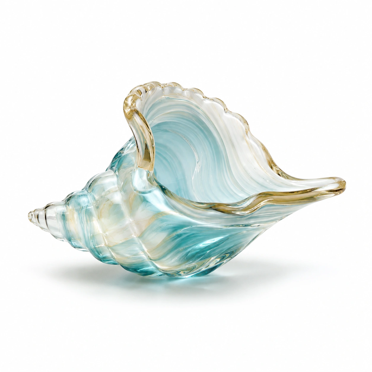 Muschelglas Vase Hellblau-Wohnelle