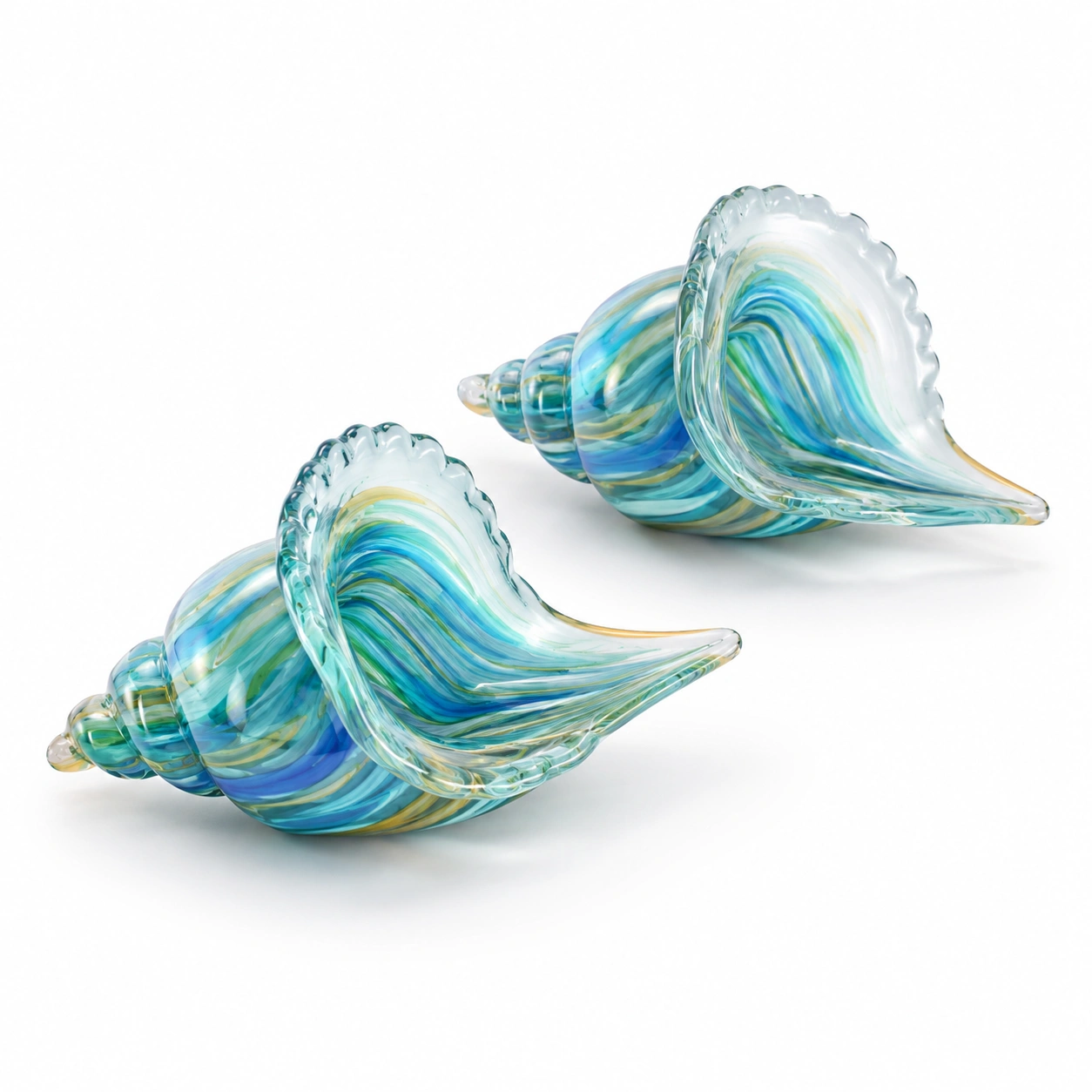 Muschelglas Dekoration Doppel Blau-Wohnelle
