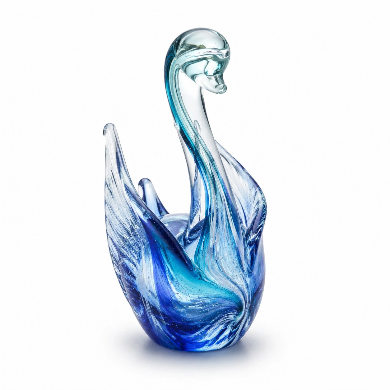 Schwan Skulptur Blau Kristallglas-Wohnelle