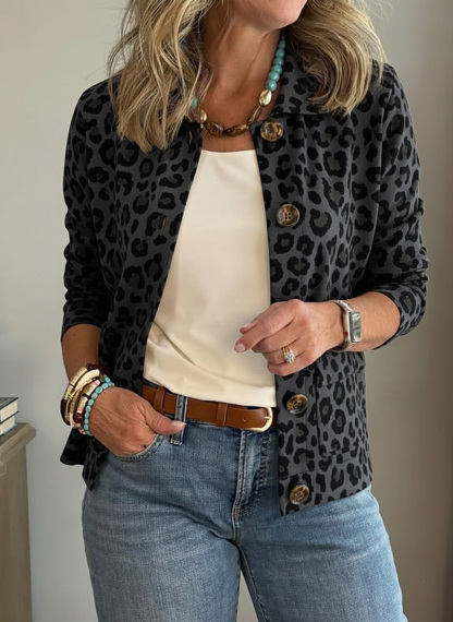 New Arrivals🔥 Casual Lapel Pocket Leopard Print Jacket
