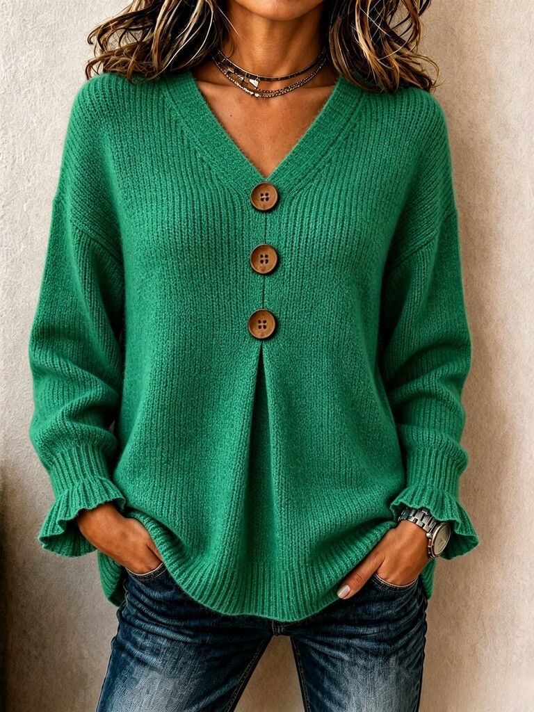 💝💝Special Price Today | Women's Soft V-Neck Textured-Knit Sweater
