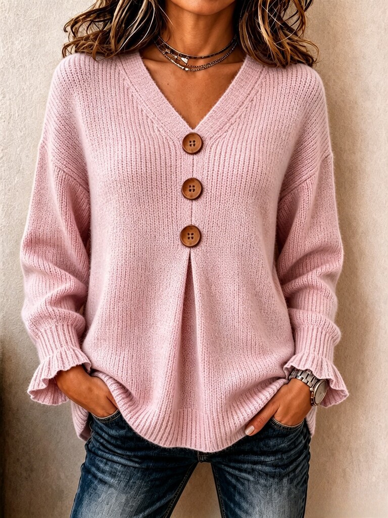 💝💝Special Price Today | Women's Soft V-Neck Textured-Knit Sweater