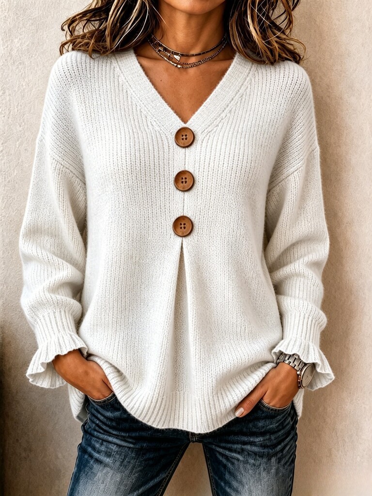 💝💝Special Price Today | Women's Soft V-Neck Textured-Knit Sweater