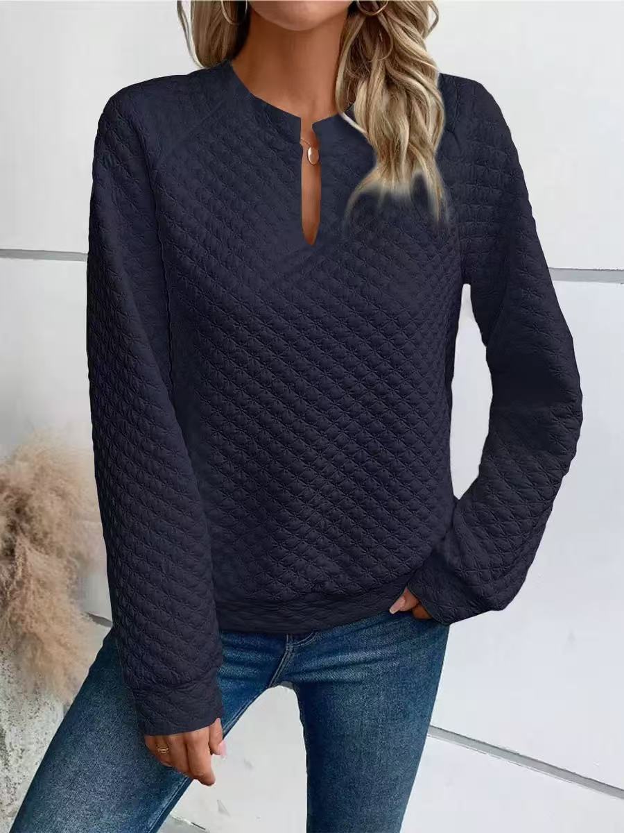 Notched Raglan Sleeve Sweatshirt