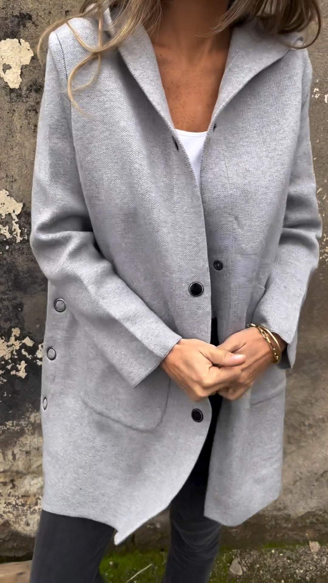 CLEARANCE SALE🔥Women's Hooded Long-sleeved Side Button Design Casual Jacket