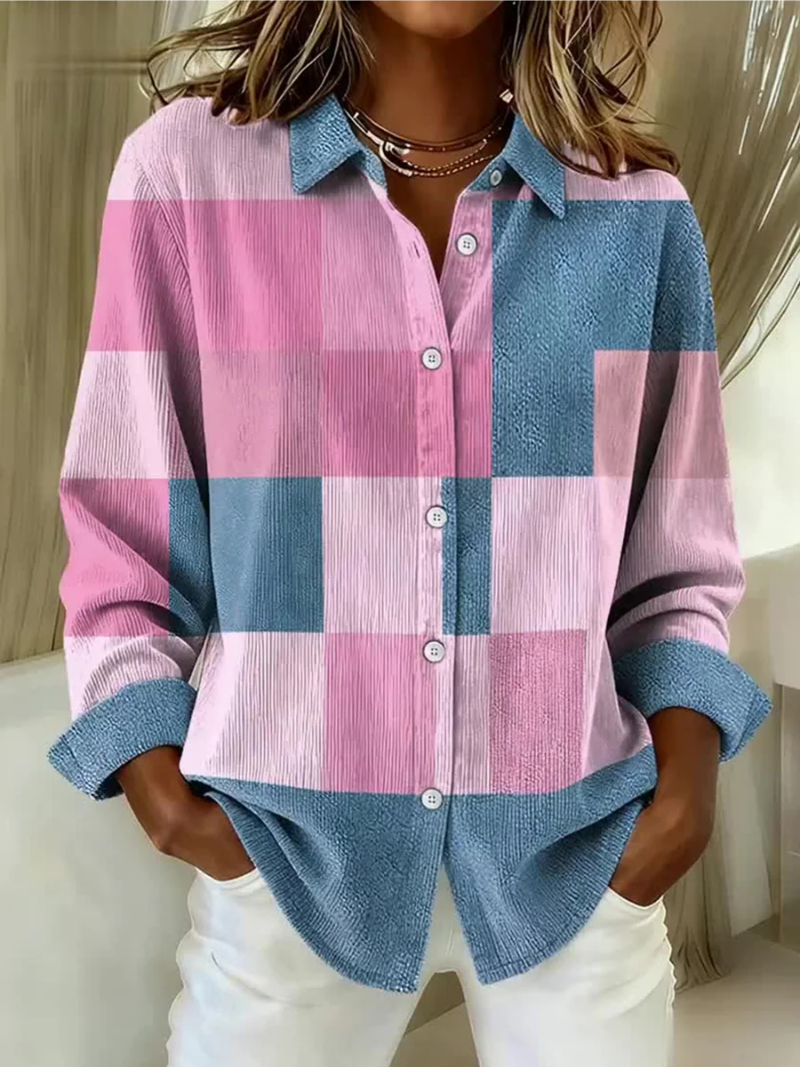 Moderne Blouse Met Checkered Design