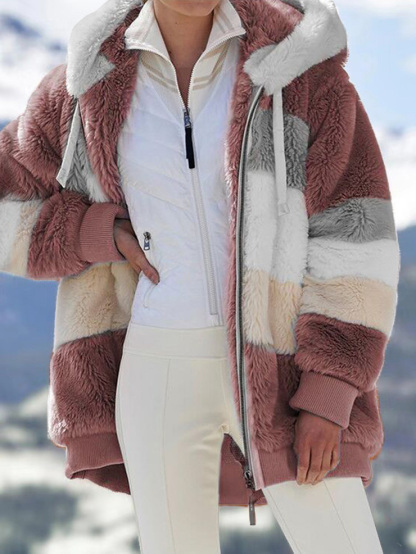 CLEARANCE SALE🔥 Stylish Color Block Fur Jacket
