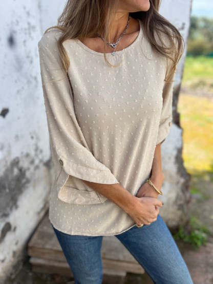 CLEARANCE SALE🔥 Round Neck Embroidered Large Cuffs Casual Shirt