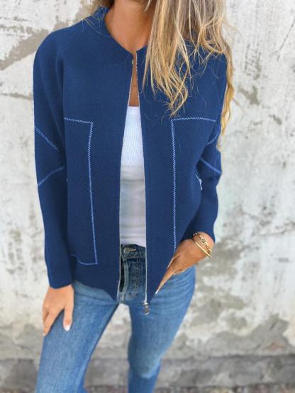 CLEARANCE SALE🔥Casual Round Neck Zipper Thin Jacket