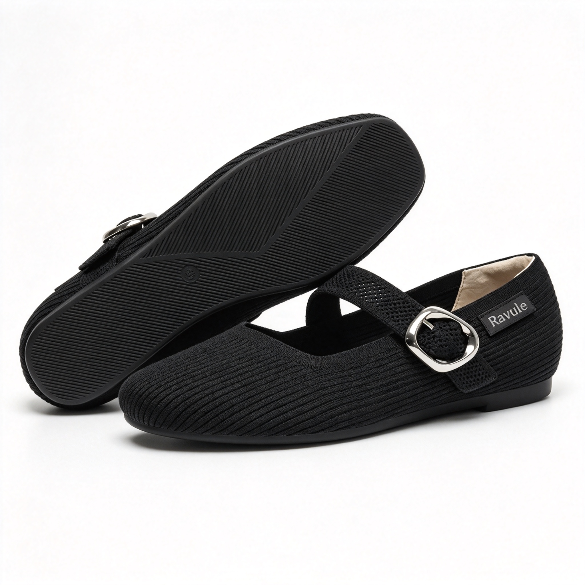 Women's Mary Jane Comfort Flat Shoes With Adjustable Buckle Strap