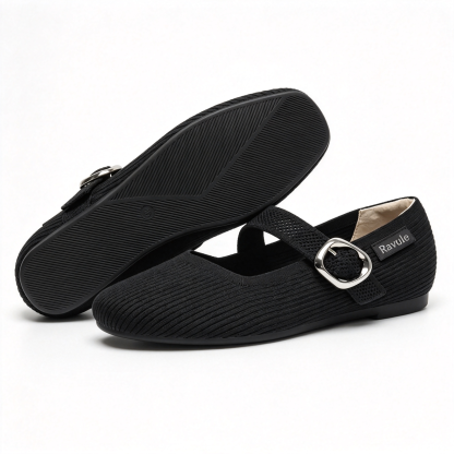 Women's Mary Jane Comfort Flat Shoes With Adjustable Buckle Strap