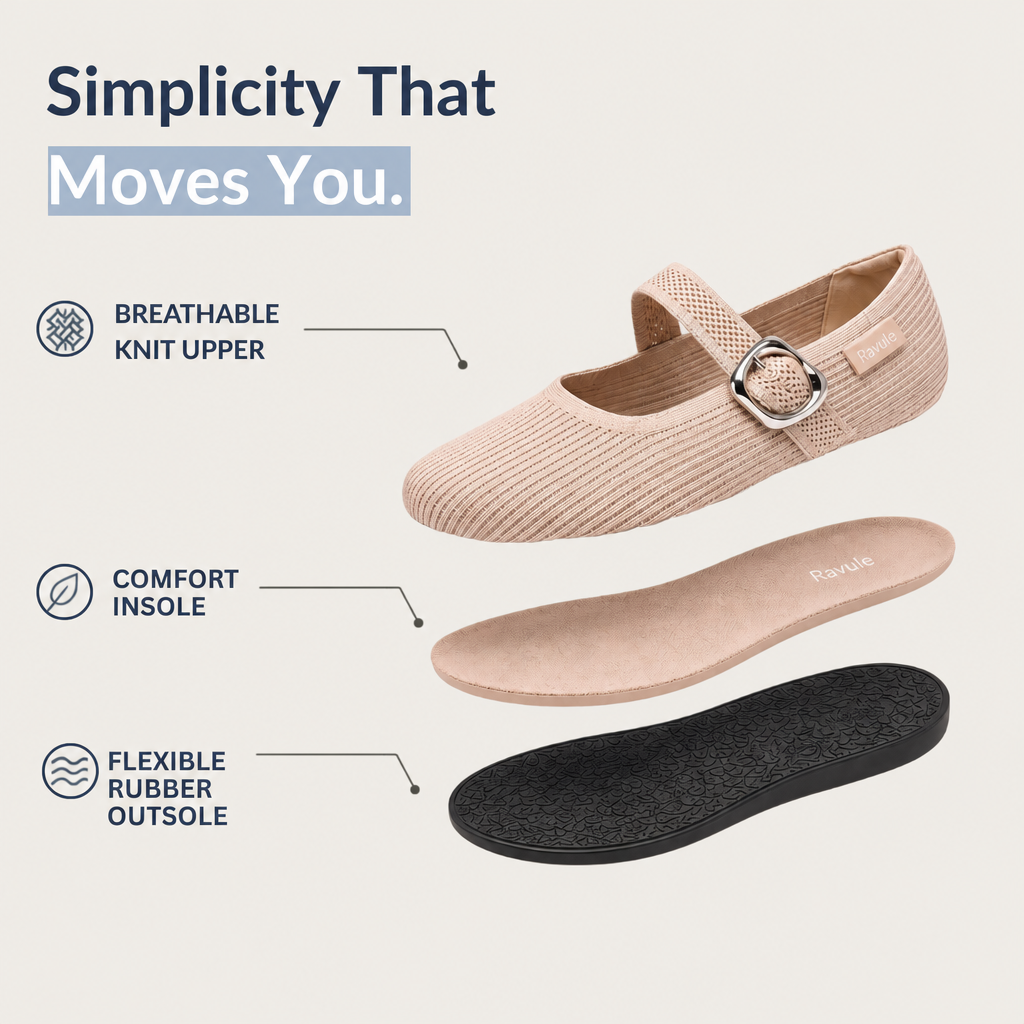 Women's Mary Jane Comfort Flat Shoes With Adjustable Buckle Strap