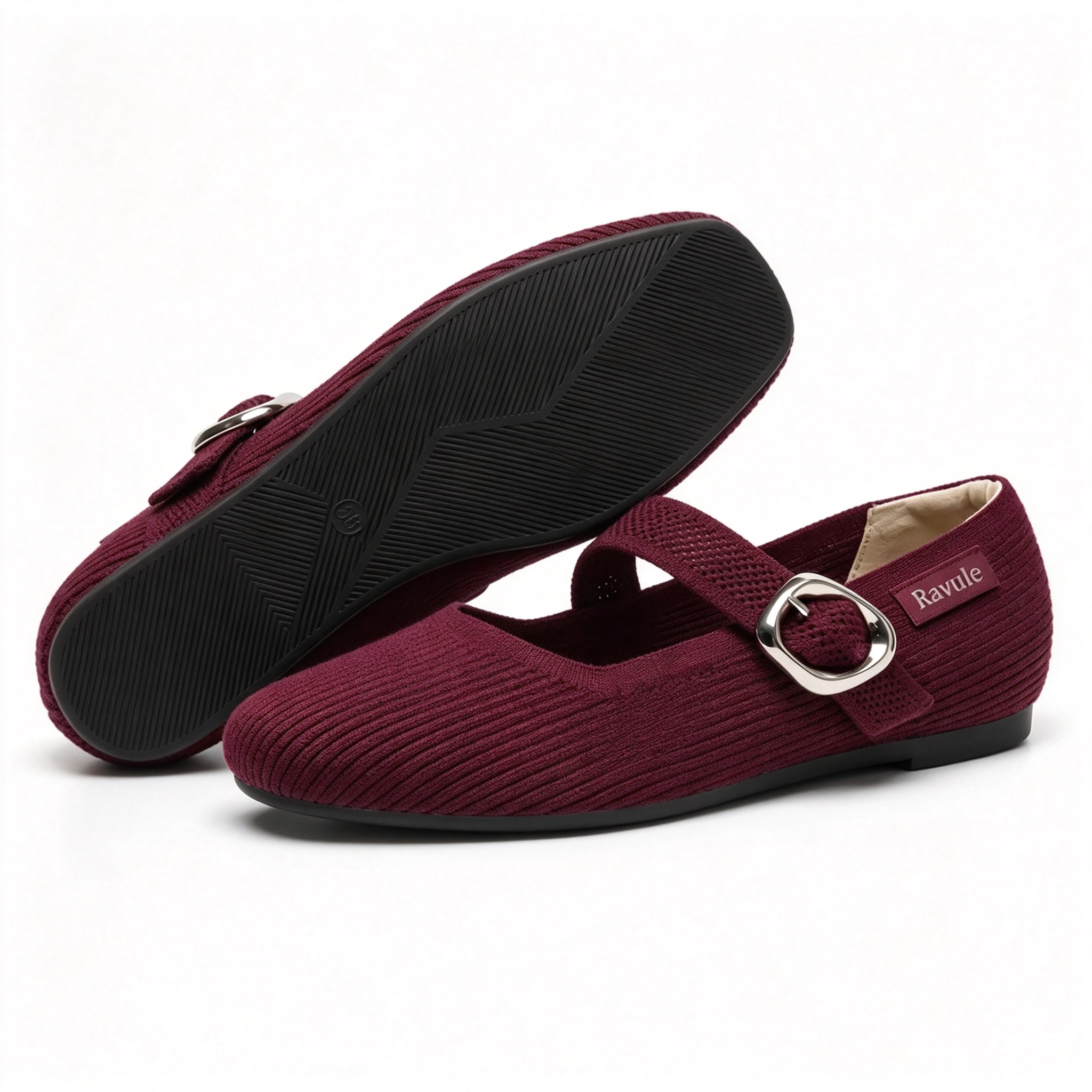 Women's Mary Jane Comfort Flat Shoes With Adjustable Buckle Strap