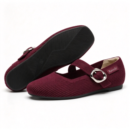 Women's Mary Jane Comfort Flat Shoes With Adjustable Buckle Strap