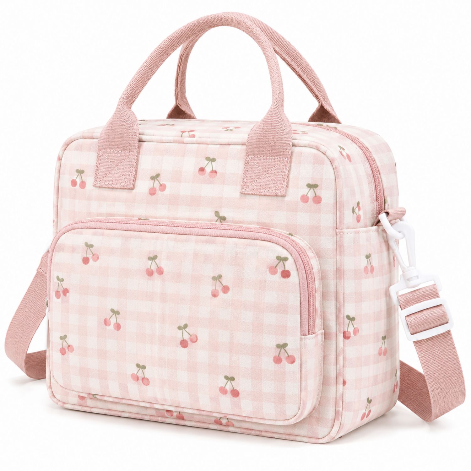 Borsa Termica a Tracolla con Motivo Ciliegie Rosa