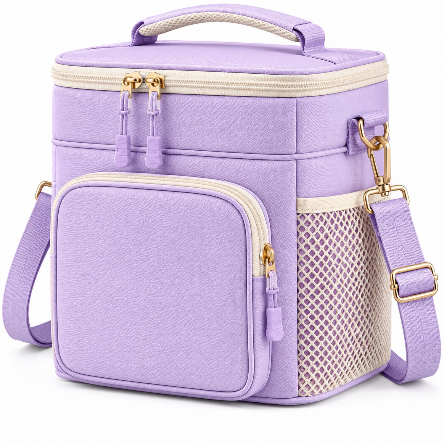 Borsa Termica Portatile Lilla con Tracolla Regolabile e Tasche