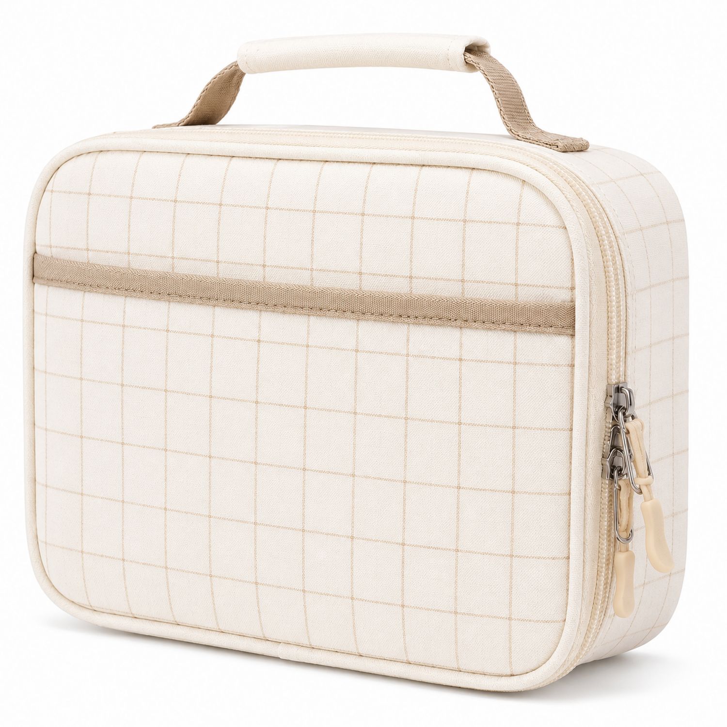 Borsa Termica a Griglia Beige con Cerniera Doppia