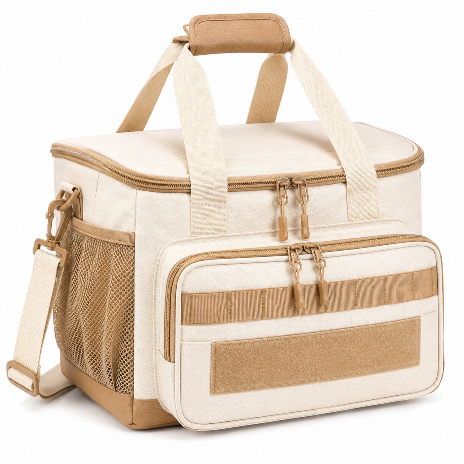 Borsa Termica Rettangolare Avorio con Tracolla e Tasche Aggiuntive
