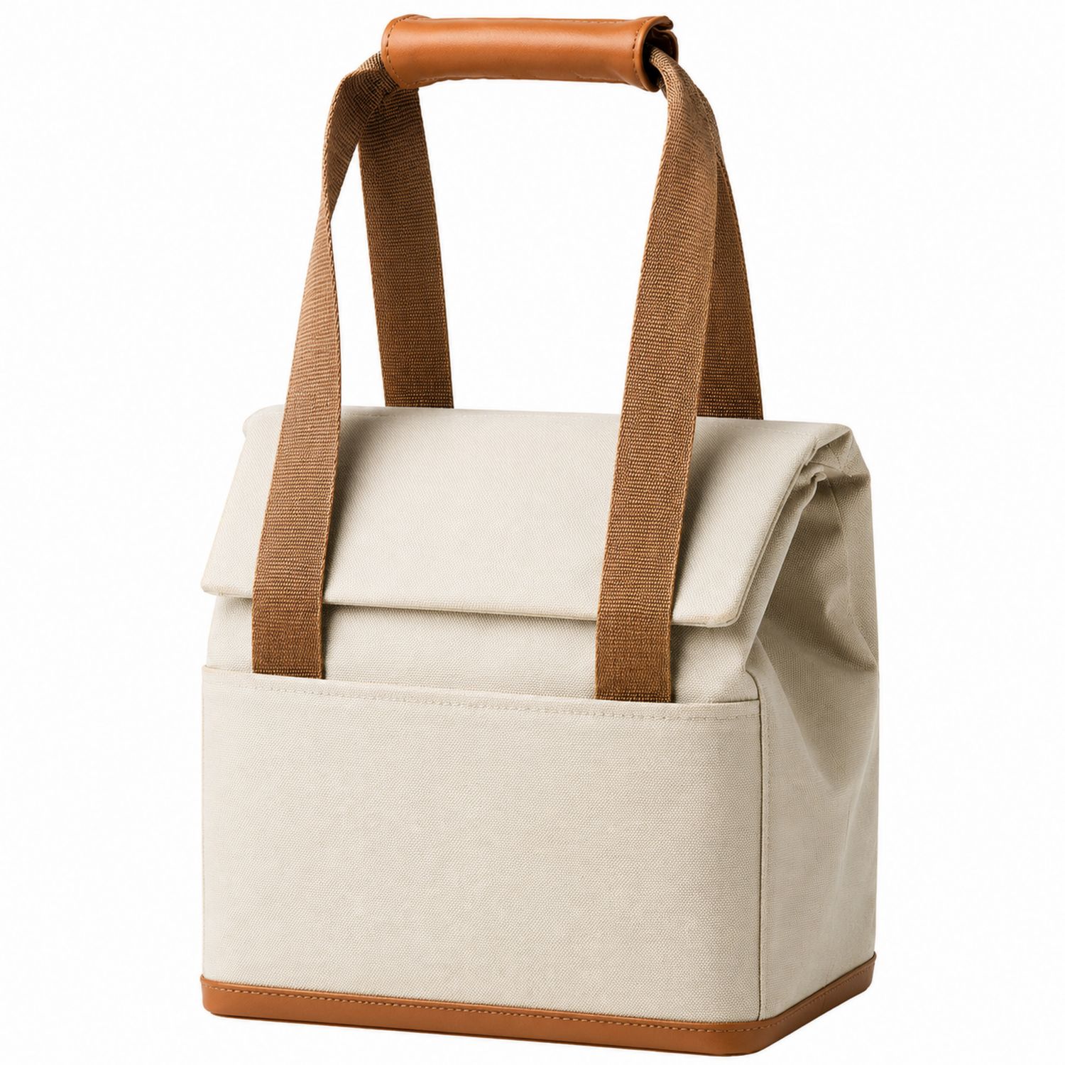 Borsa Termica Beige con Manici in Tessuto