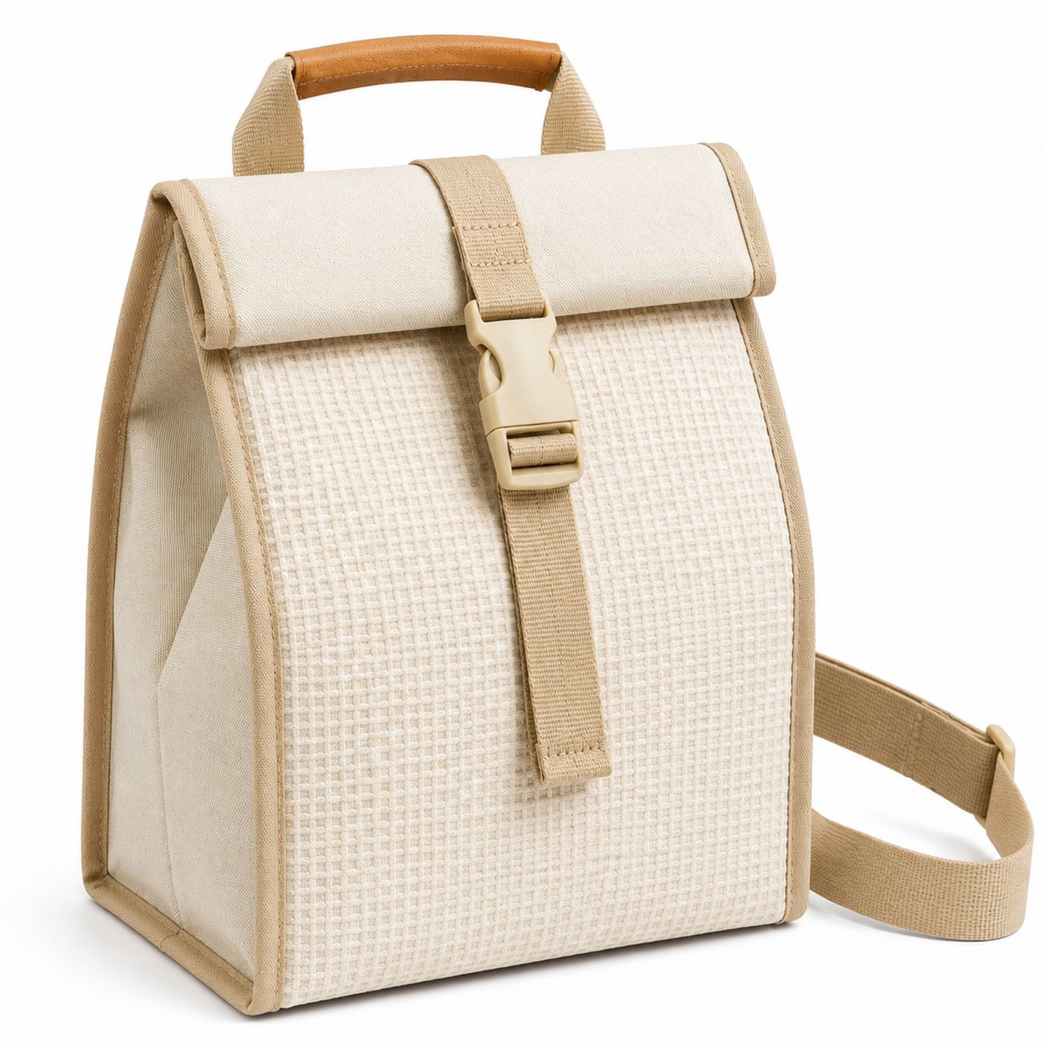 Borsa Termica Beige con Fibbia e Tracolla