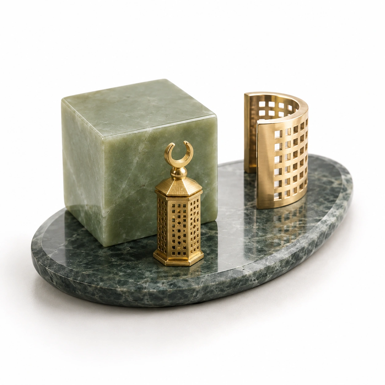 Gruenes Marmor Deko Set-NovelleaLiving
