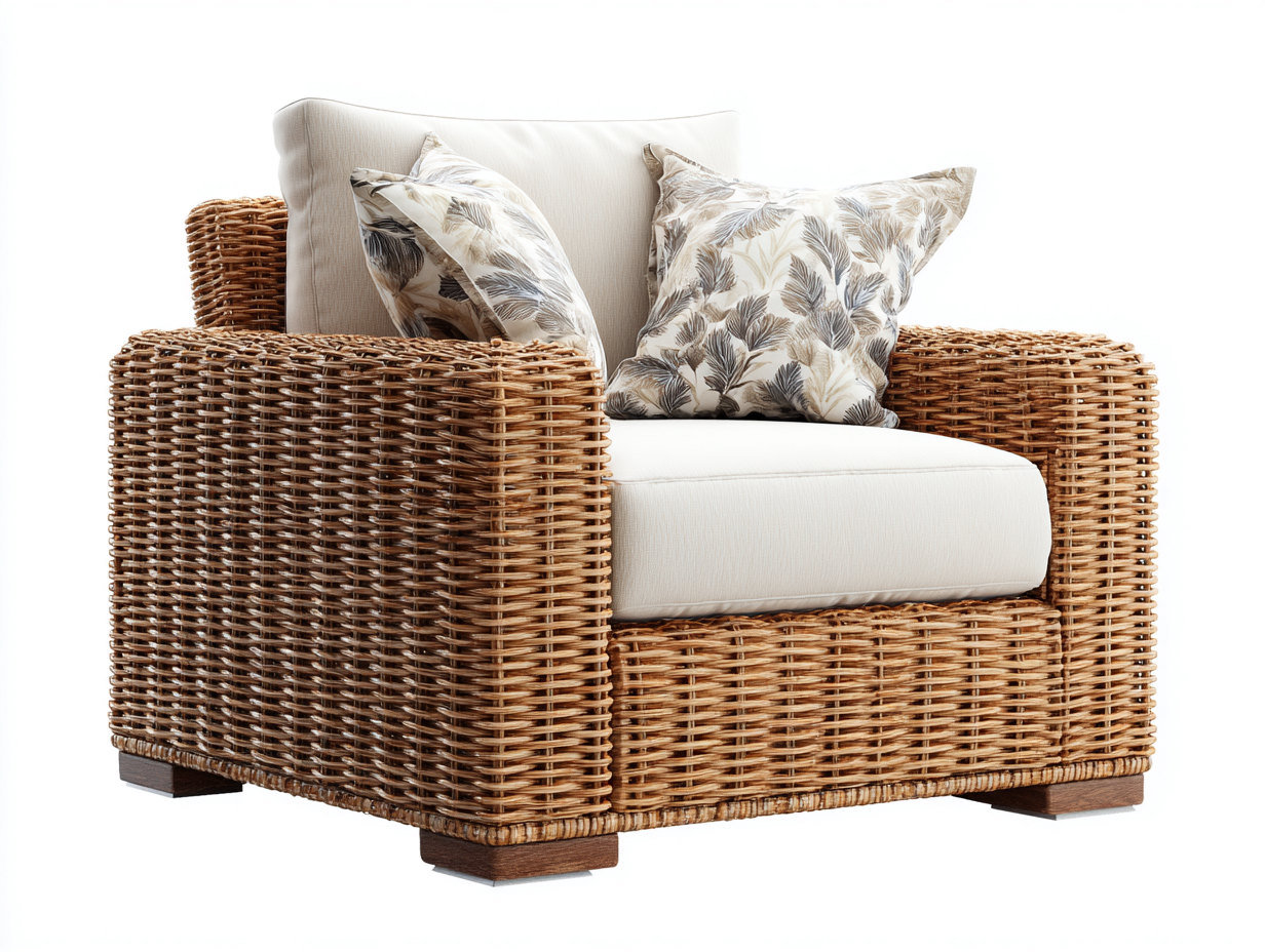 Poltrona da giardino - rattan - 94x88x90 cm - naturale - stile rustico elegante-Lumanihaus
