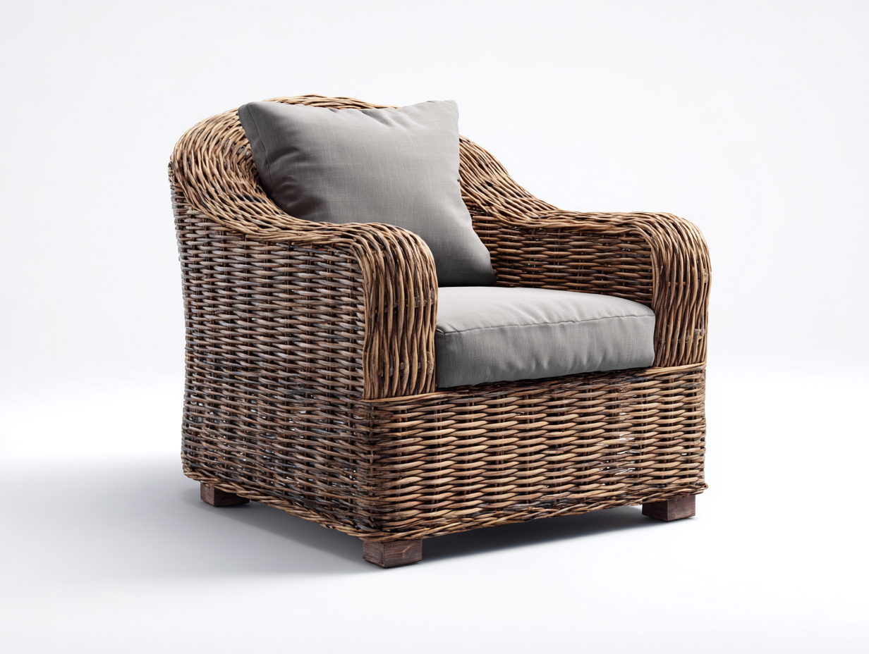 Poltrona da giardino - rattan - 86x80x87 cm - naturale - stile classico moderno-Lumanihaus