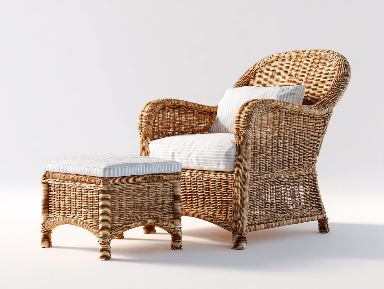 Poltrona da giardino - rattan - 96x90x98 cm - naturale - stile classico elegante-Lumanihaus