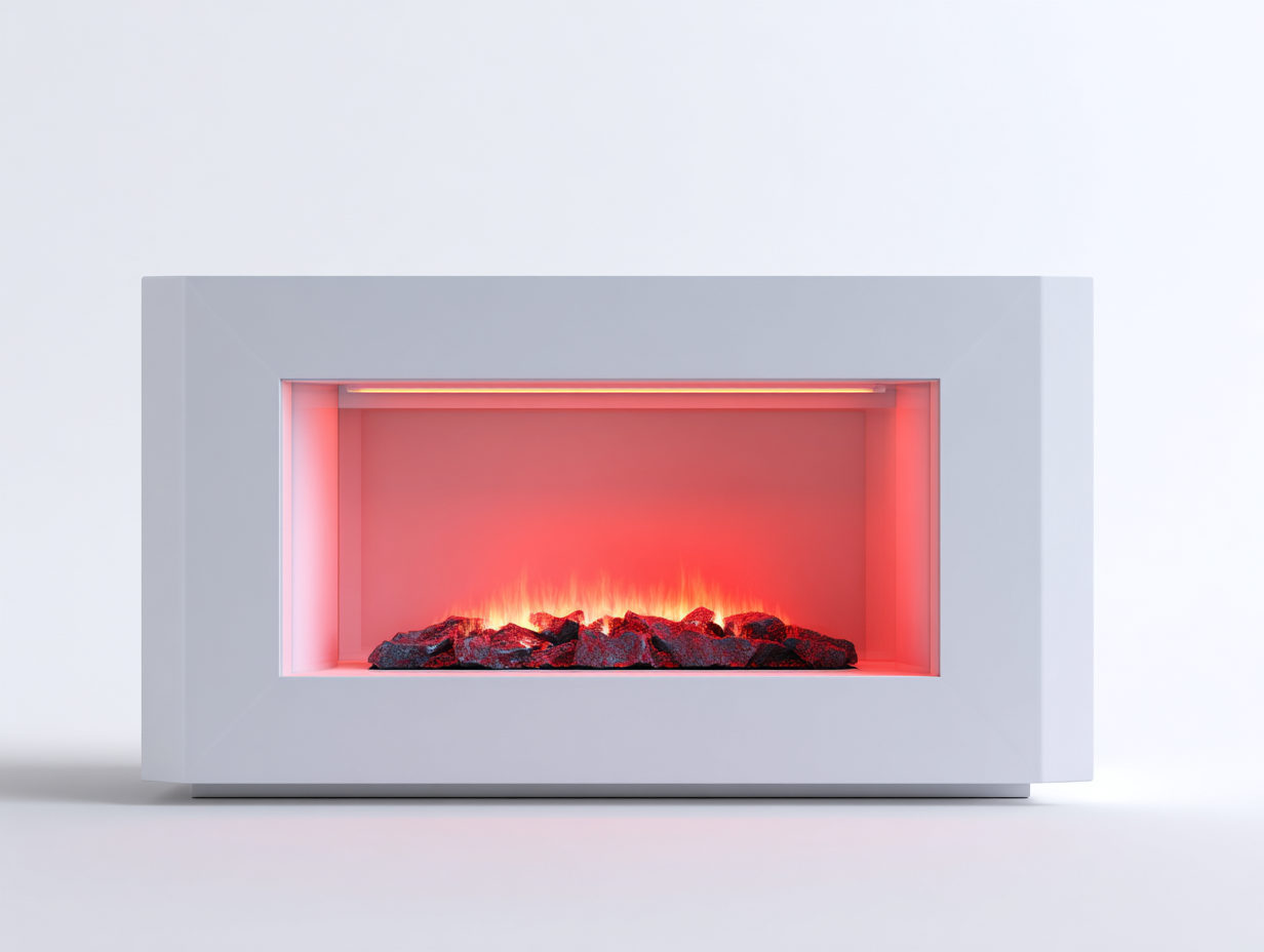 Camino-acrilico-metallo-vetro-136x36x60 cm-bianco-Minimalismo moderno-Lumanihaus