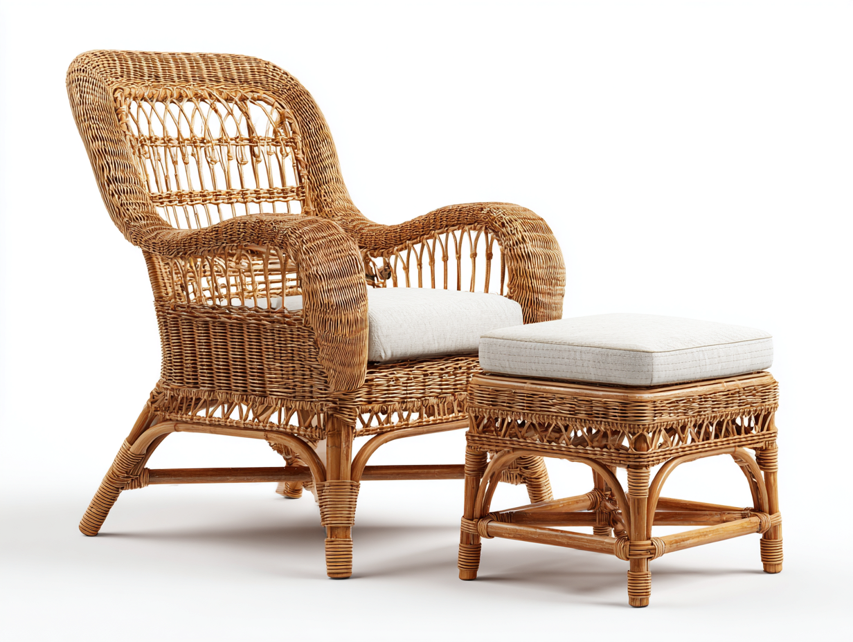 Poltrona da giardino - rattan - 98x88x100 cm - naturale - stile classico intrecciato-Lumanihaus