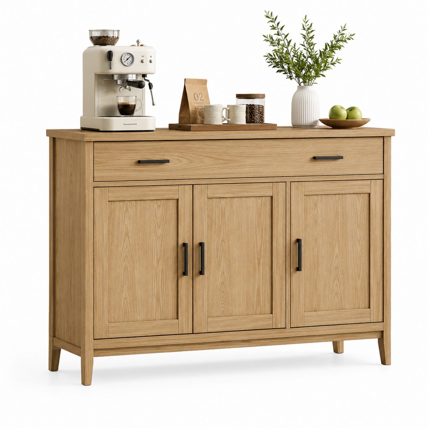 Credenza in Legno con Tre Ante e Cassetto