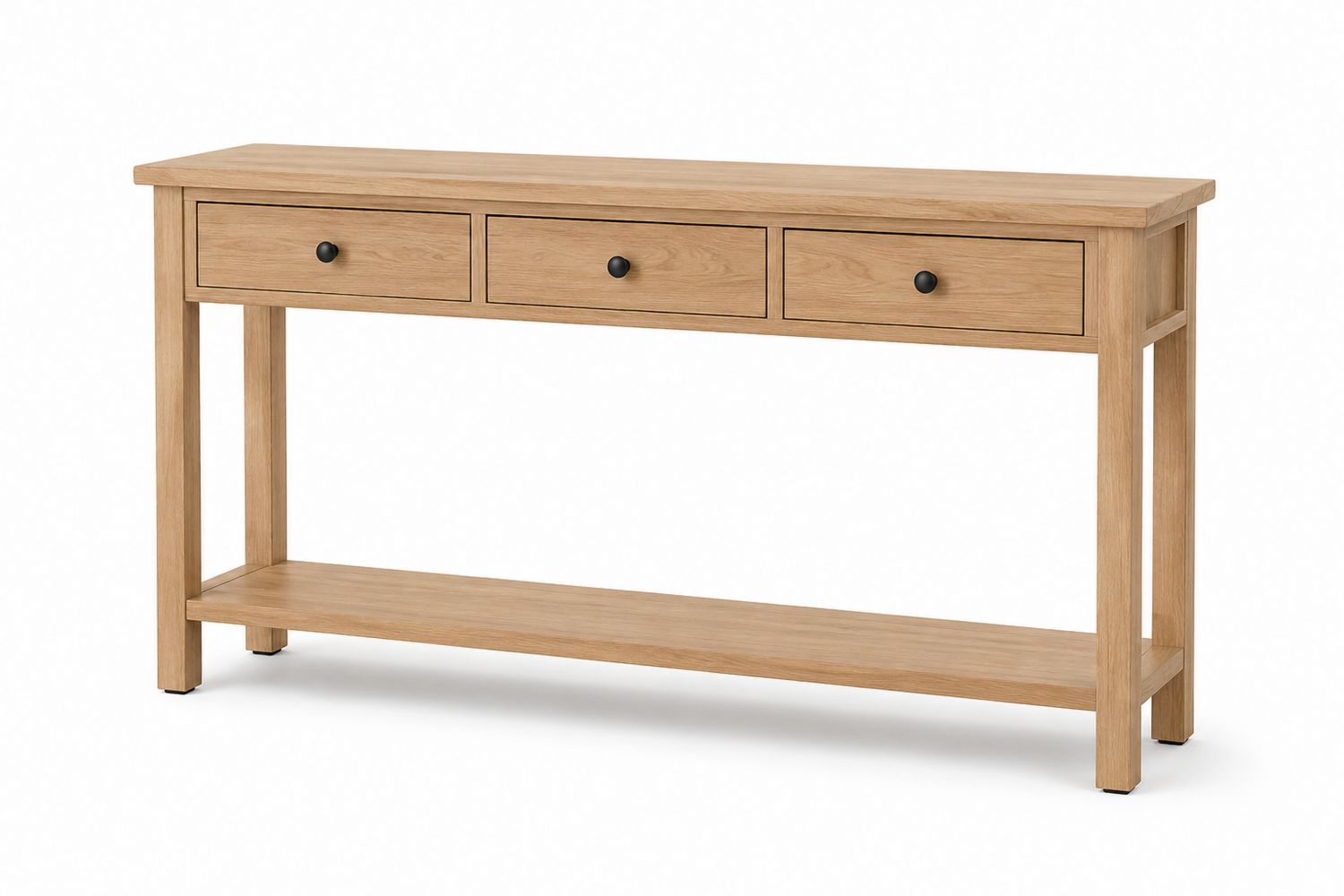 Consolle in legno di quercia con 3 cassetti