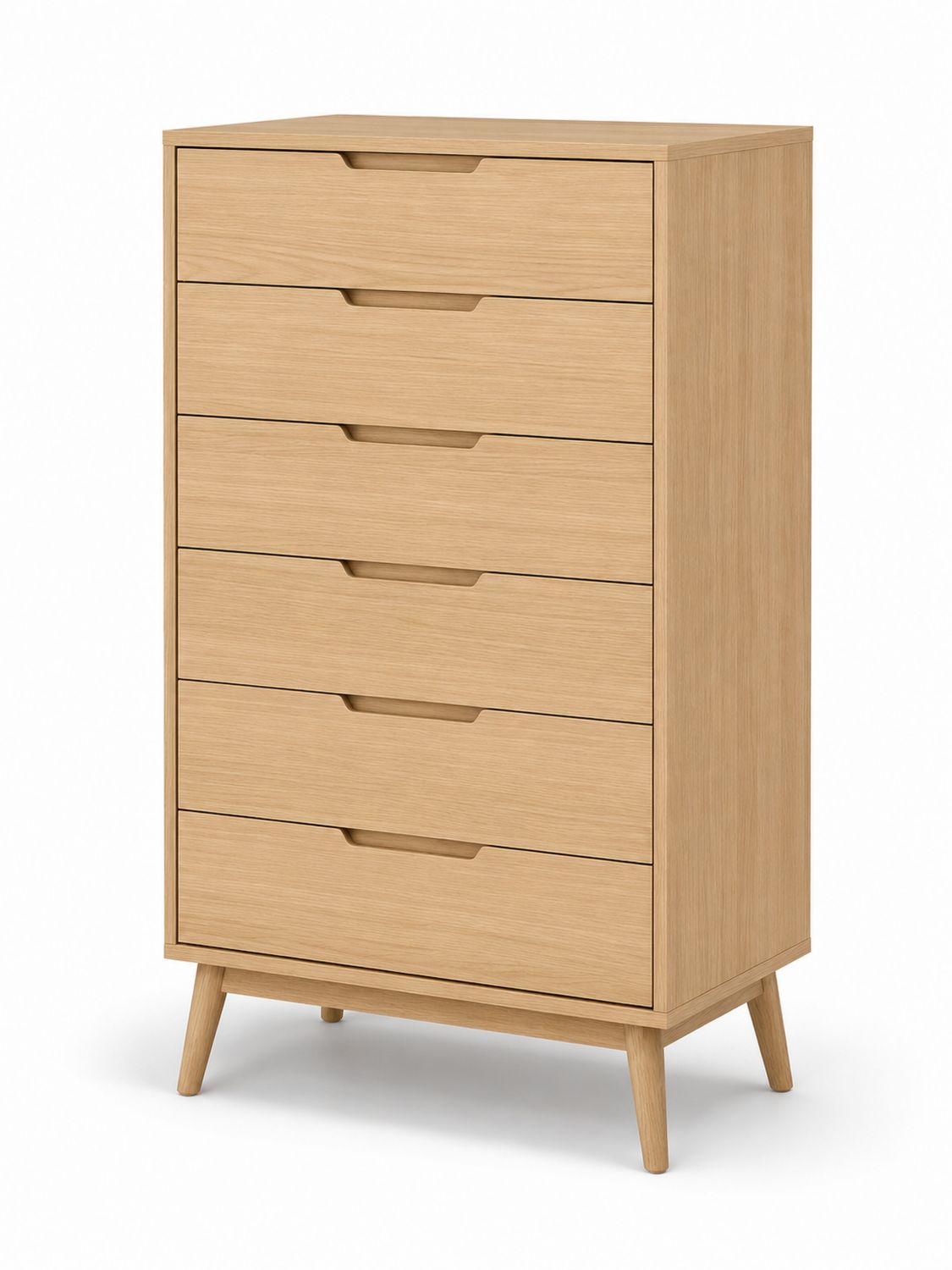 Cassettiera in Legno con 5 Cassetti Rovere Chiaro