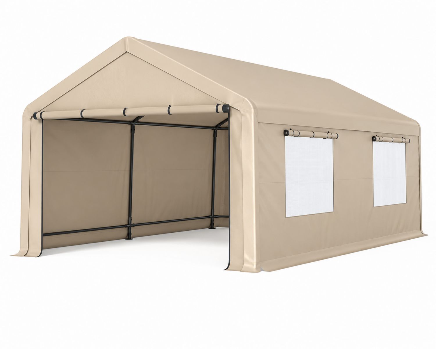 Gazebo da Giardino in Tela Cerata Beige con Struttura in Acciaio