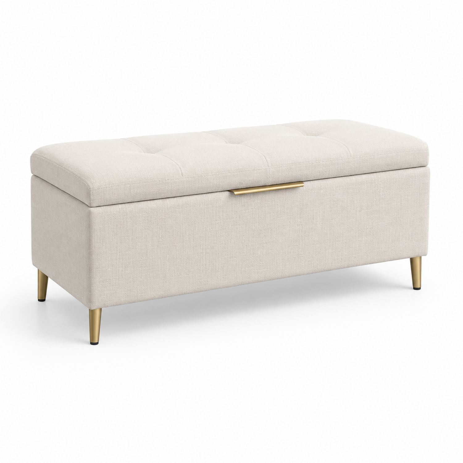 Panca Contenitore in Tessuto con Gambe Metalliche Dorate 120x40x45 cm