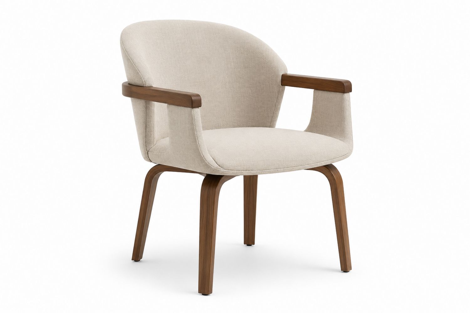 Sedia in legno tessuto lino beige con braccioli