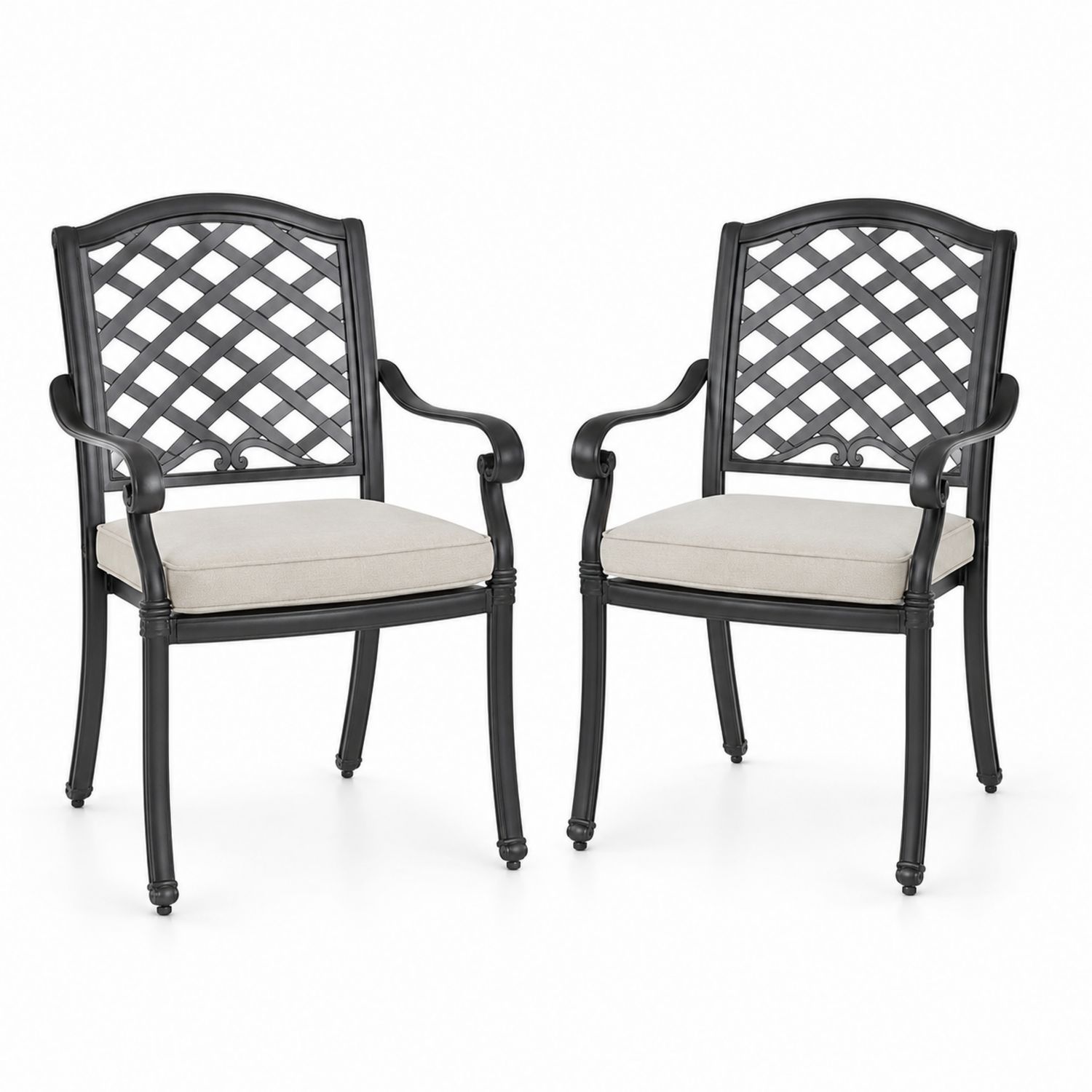 Set di 2 sedie da giardino in alluminio con cuscini in poliestere