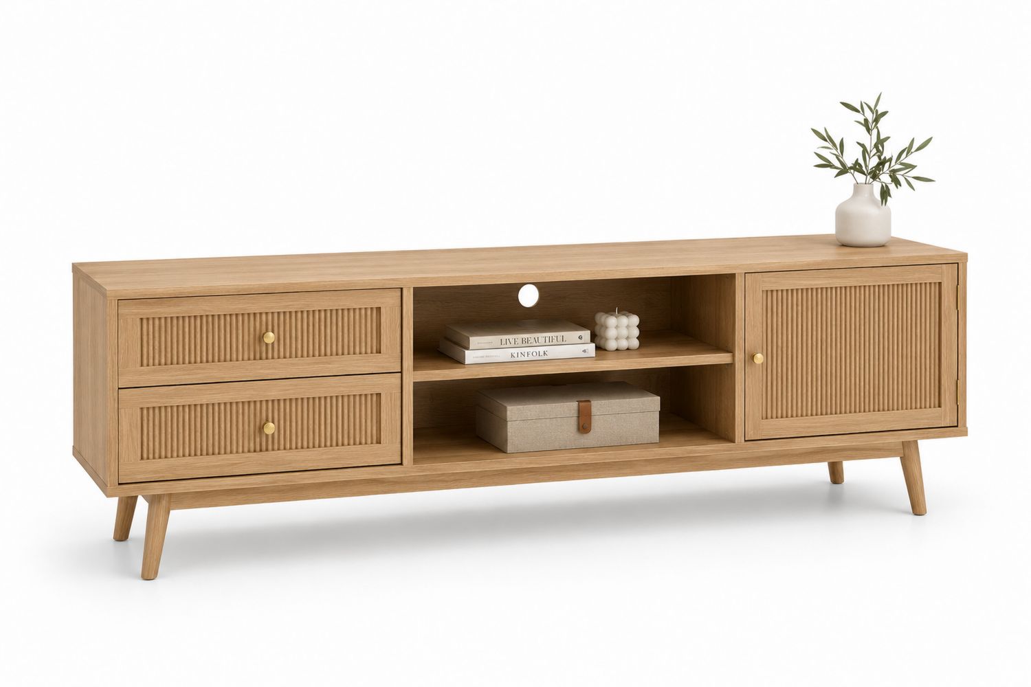 Mobile TV in legno MDF con 2 cassetti e 1 anta, 160x40x50cm