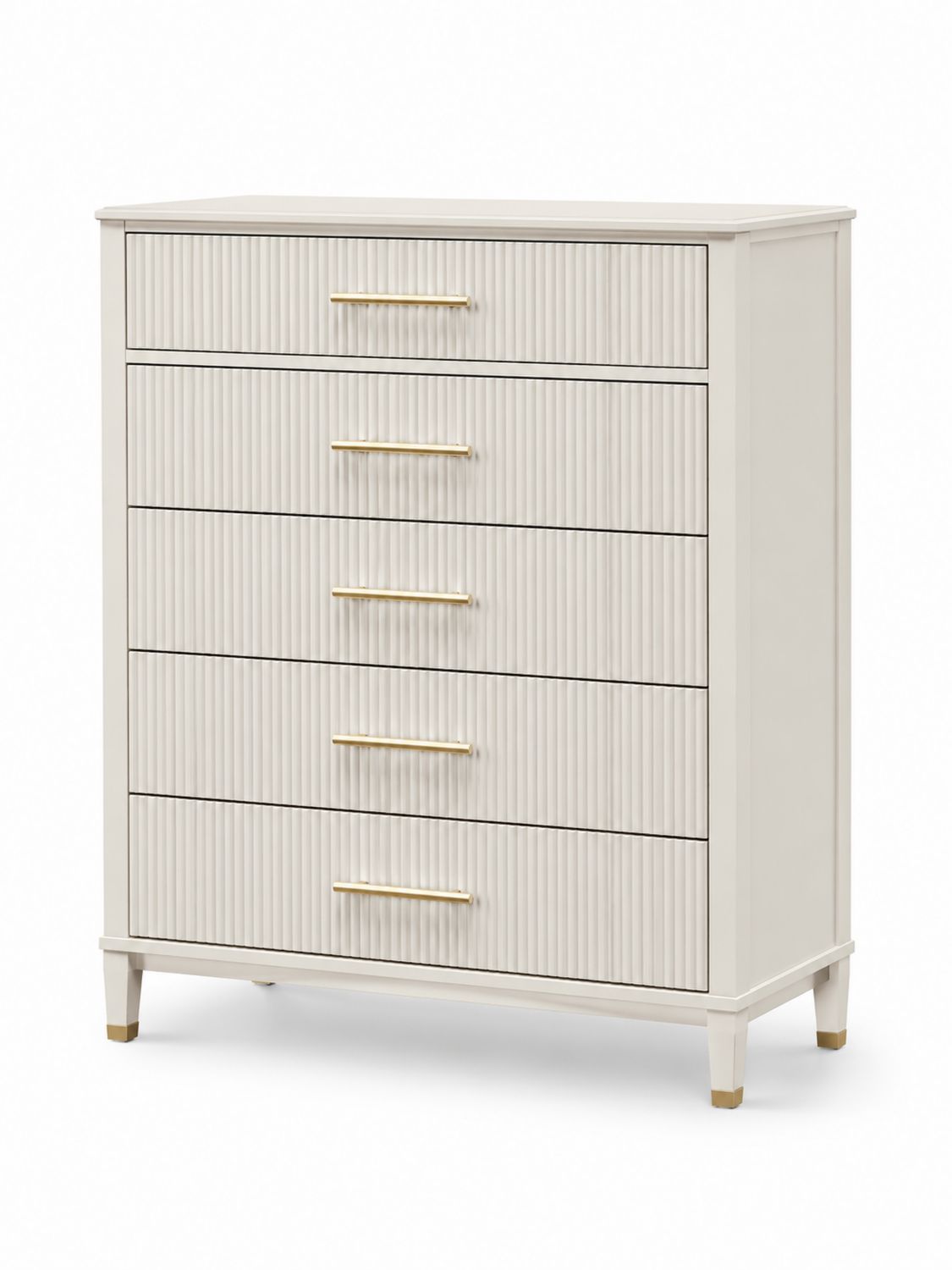 Cassettiera in MDF con 5 cassetti e maniglie in metallo Bianco