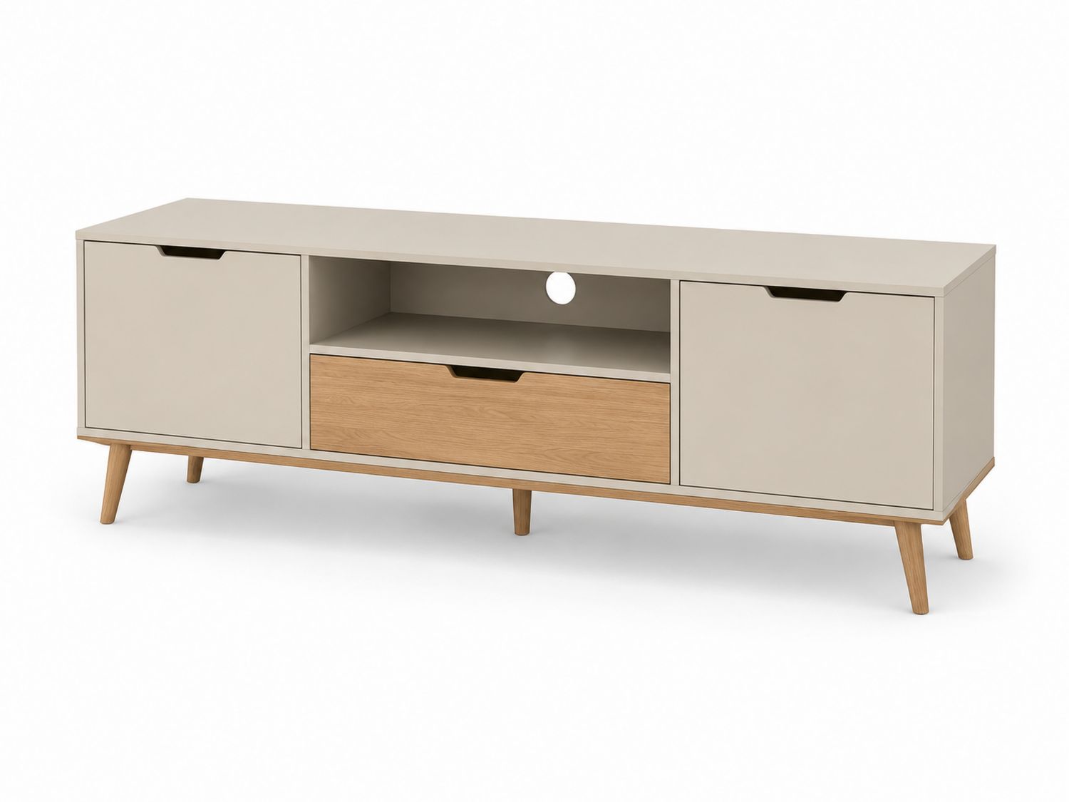 Mobile TV in legno con dettagli in rovere 150x40x50 cm