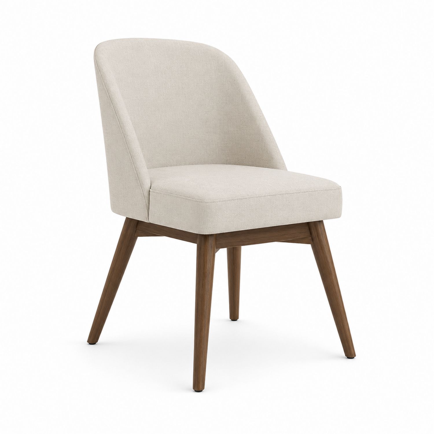 Sedia da pranzo in tessuto beige con gambe in legno