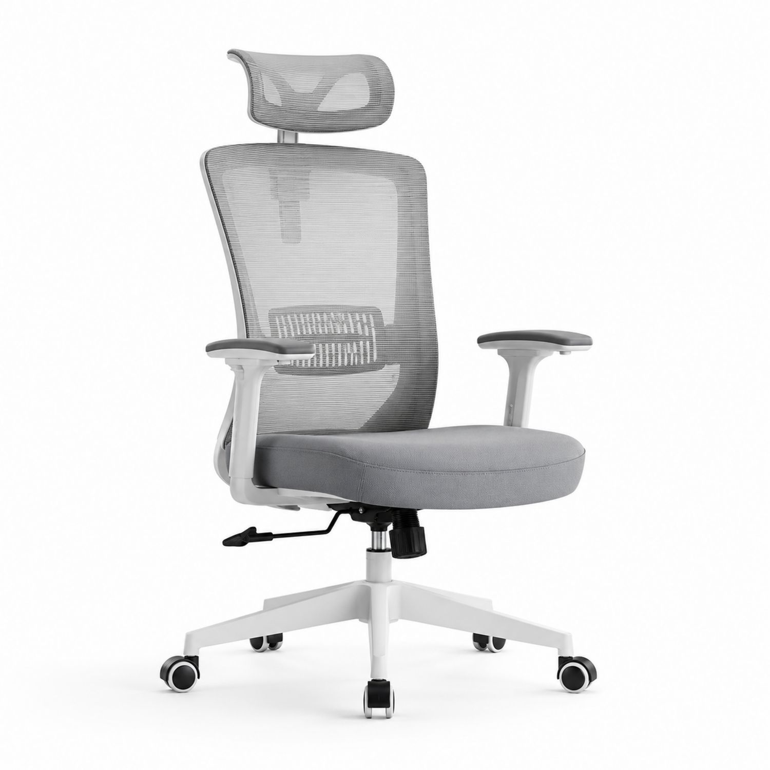 Sedia ergonomica in rete con base in metallo grigia