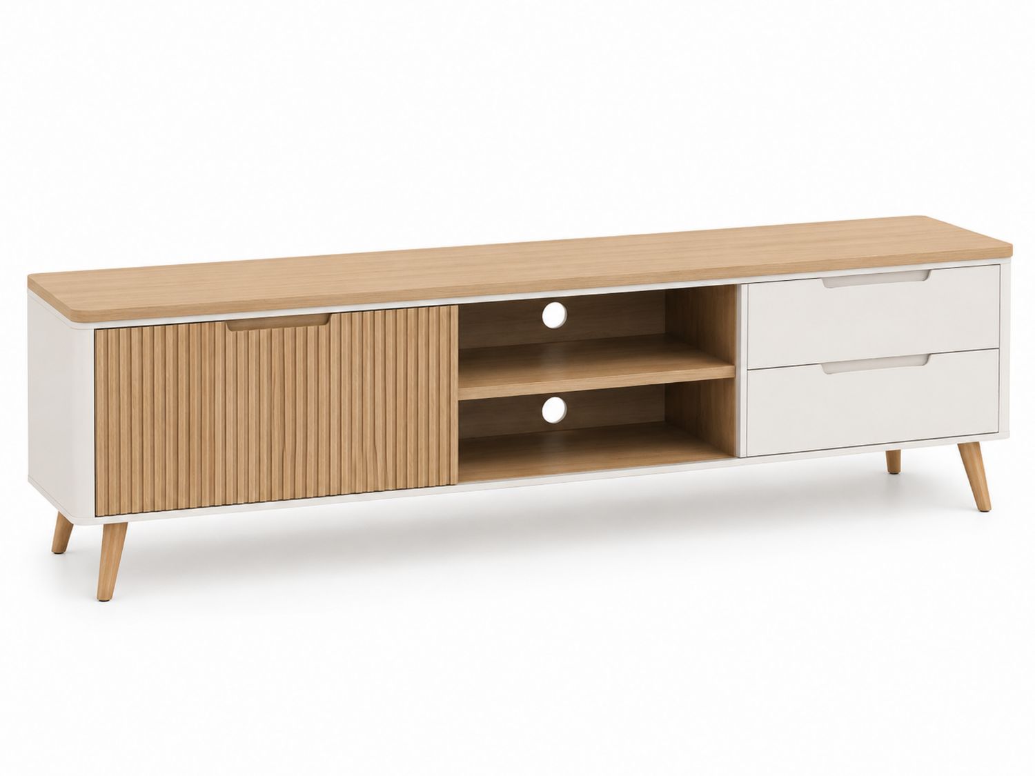 Mobile TV in MDF e Impiallacciatura Rovere 180x40x50 cm